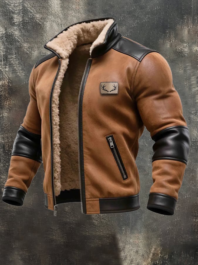 Labuschagne - Ζεστό ρετρό μπουφάν από σουέτ και δέρμα