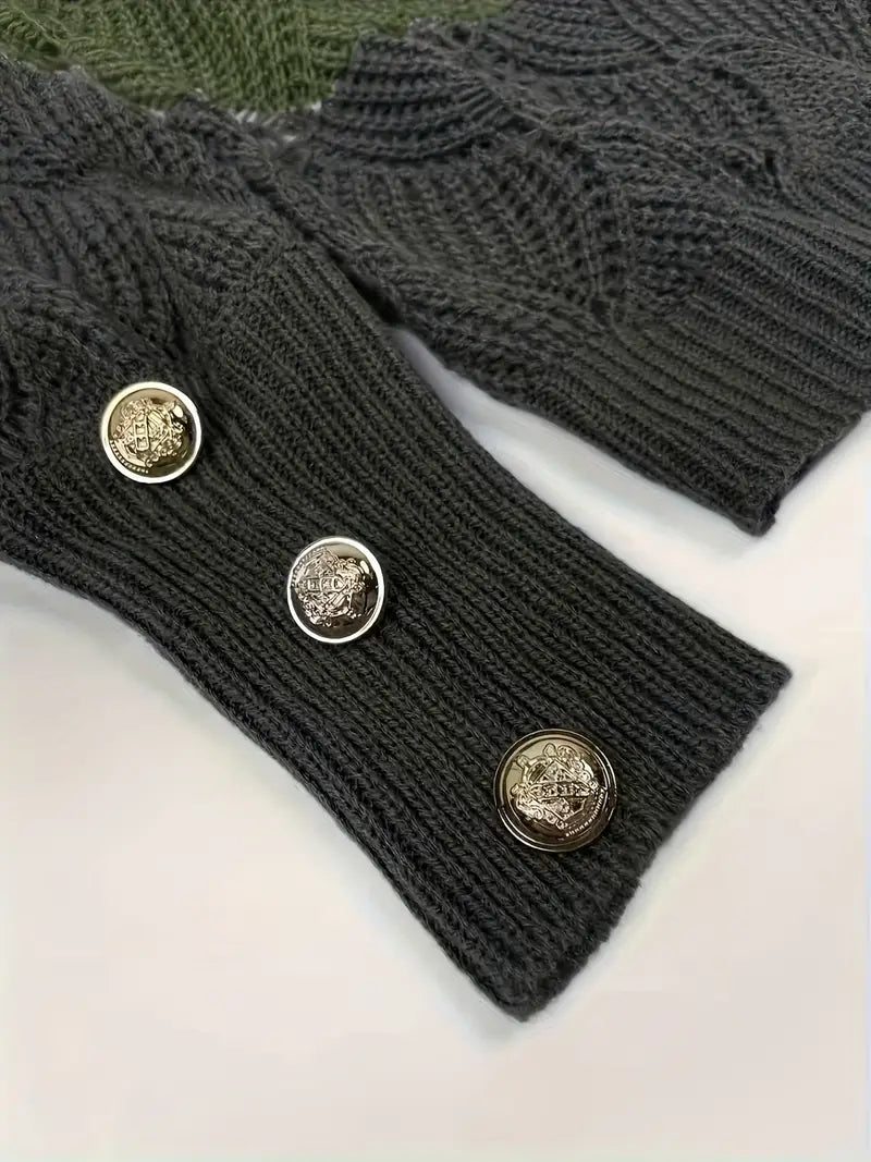 Renilda - Κομψό πλεκτό πουλόβερ με V λαιμόκοψη