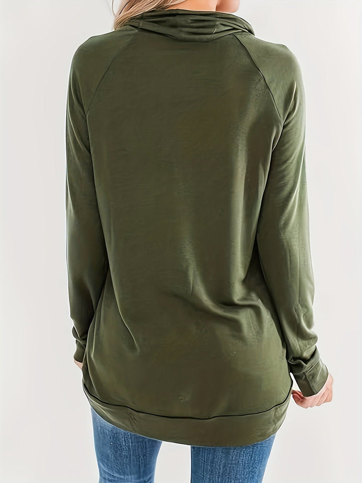 Tansholpan - Turtleneck Long Sleeve Hooded Sweater