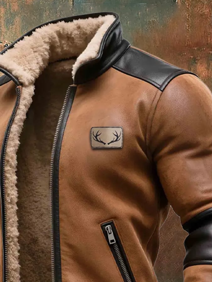 Labuschagne - Ζεστό ρετρό μπουφάν από σουέτ και δέρμα