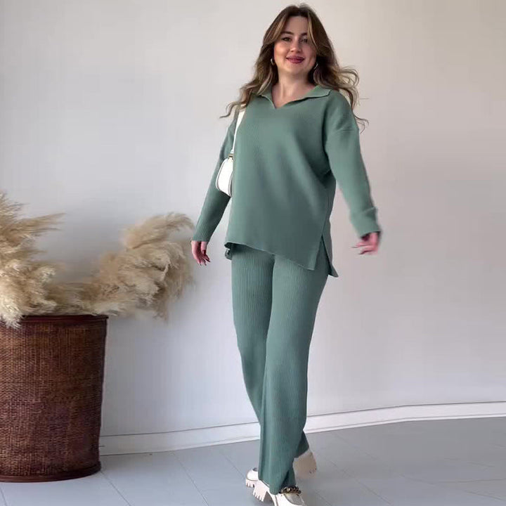 Alyana – Πλεκτό σετ δύο τεμαχίων με ραβδώσεις