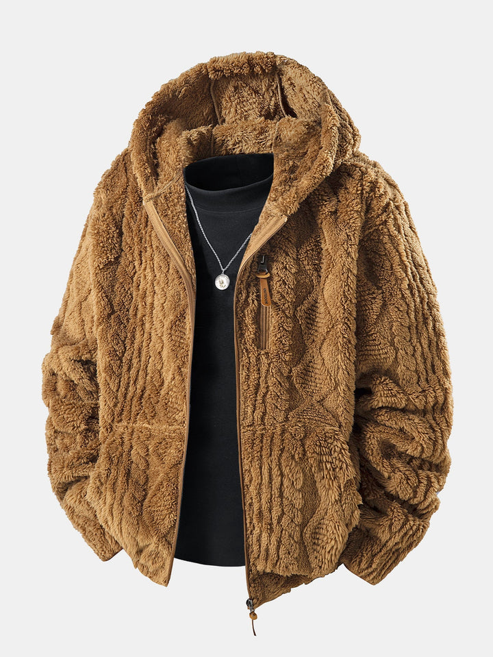 Alonzo - Γεωμετρικό Τζακάρ Τέντι Φούτερ με κουκούλα