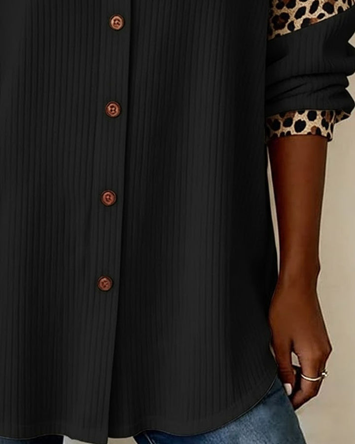 Jordana - Πουκάμισο με κουμπιά και γιακά με λεοπάρ μοτίβο