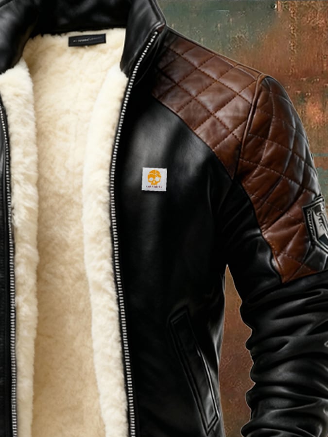 Enzo - Μπουφάν από δέρμα με επένδυση από βελούδινο ύφασμα