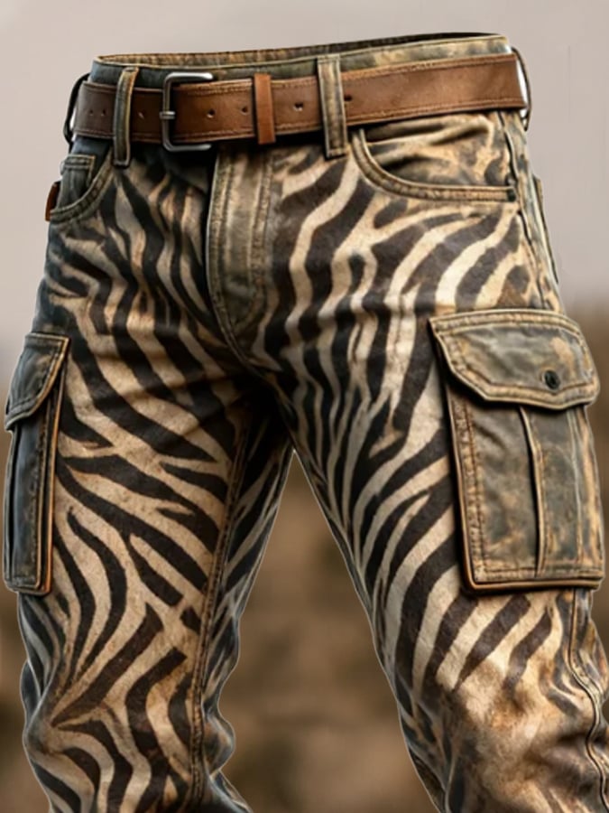 Duckett - Παντελόνι Ρετρό με τύπωμα ζέβρας και πολλές τσέπες