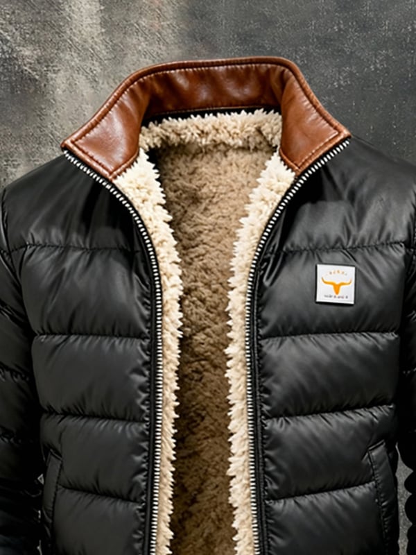 Youssouf - Vintage δερμάτινο μπουφάν με ραφές για εξωτερική χρήση