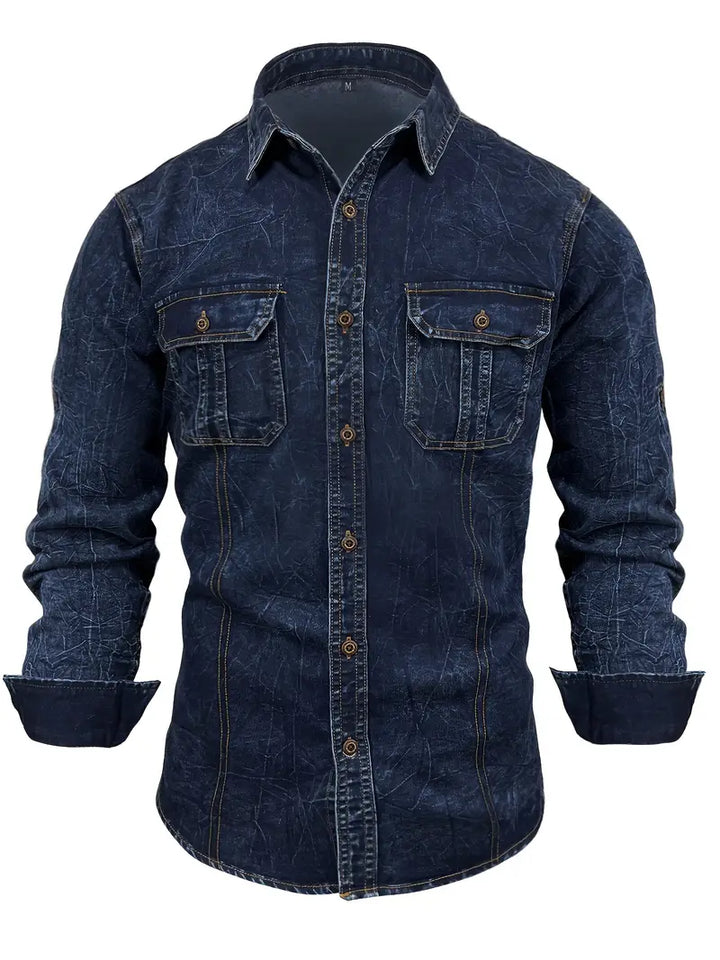 Angelo - Τζιν πουκάμισο με μπροστινές τσέπες με κουμπιά