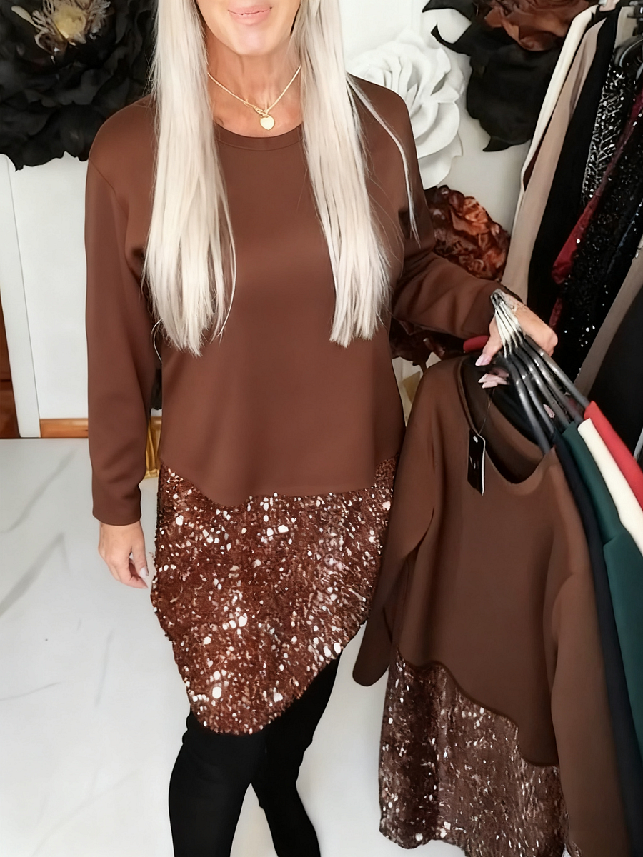 Ksenija - Φόρεμα με στρογγυλό λαιμό και πατσερπό με πούλιες