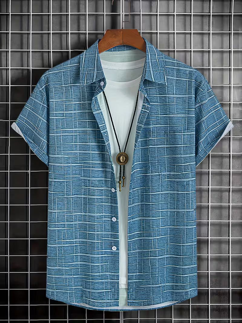 Jerrick - Πουκάμισο με vintage γεωμετρικό σχέδιο