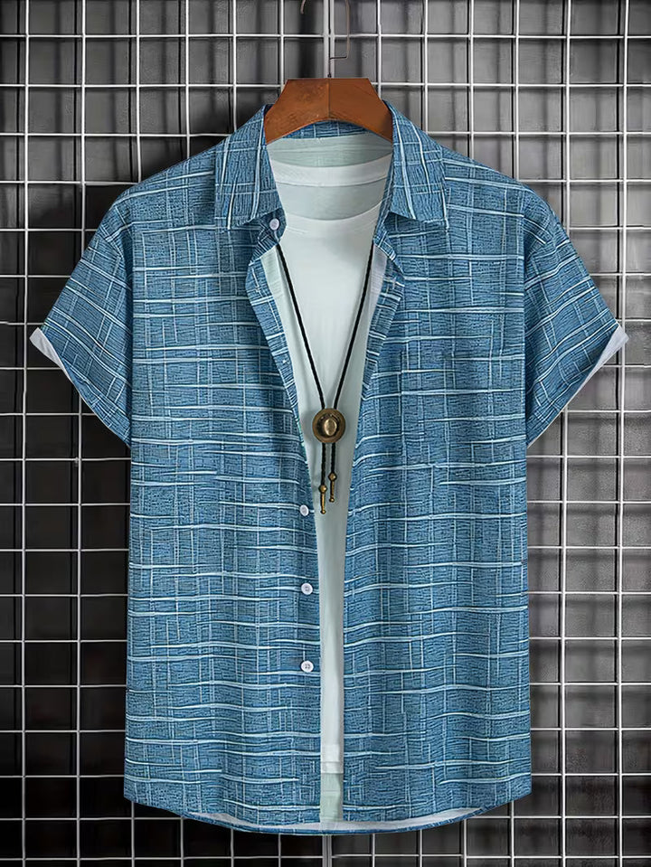 Jerrick - Πουκάμισο με vintage γεωμετρικό σχέδιο