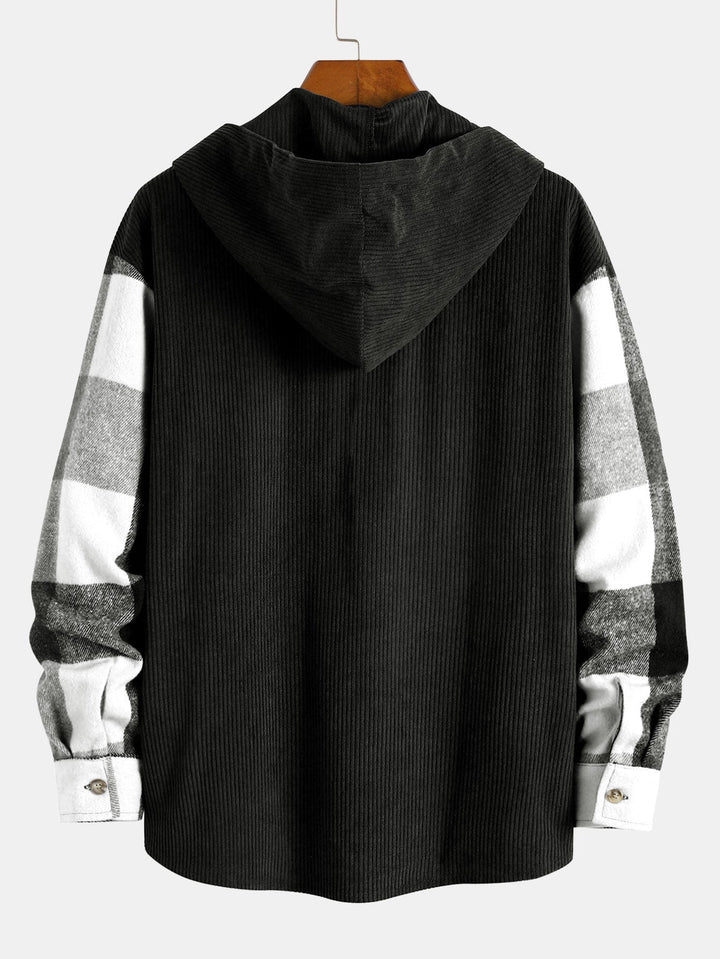 Gaston - Φανελένιο πουκάμισο με κουκούλα και καρό μοτίβο