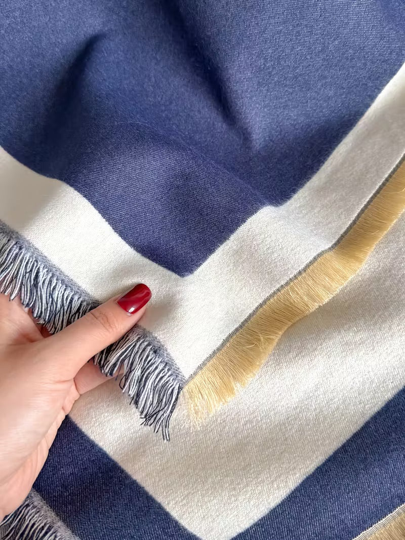 Taisija - Αναστρέψιμο κασκόλ με ρίγες από ψεύτικο κασμίρ