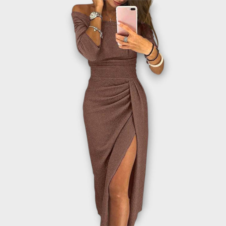 Minjee - Κομψό φόρεμα με ανοιχτούς ώμους