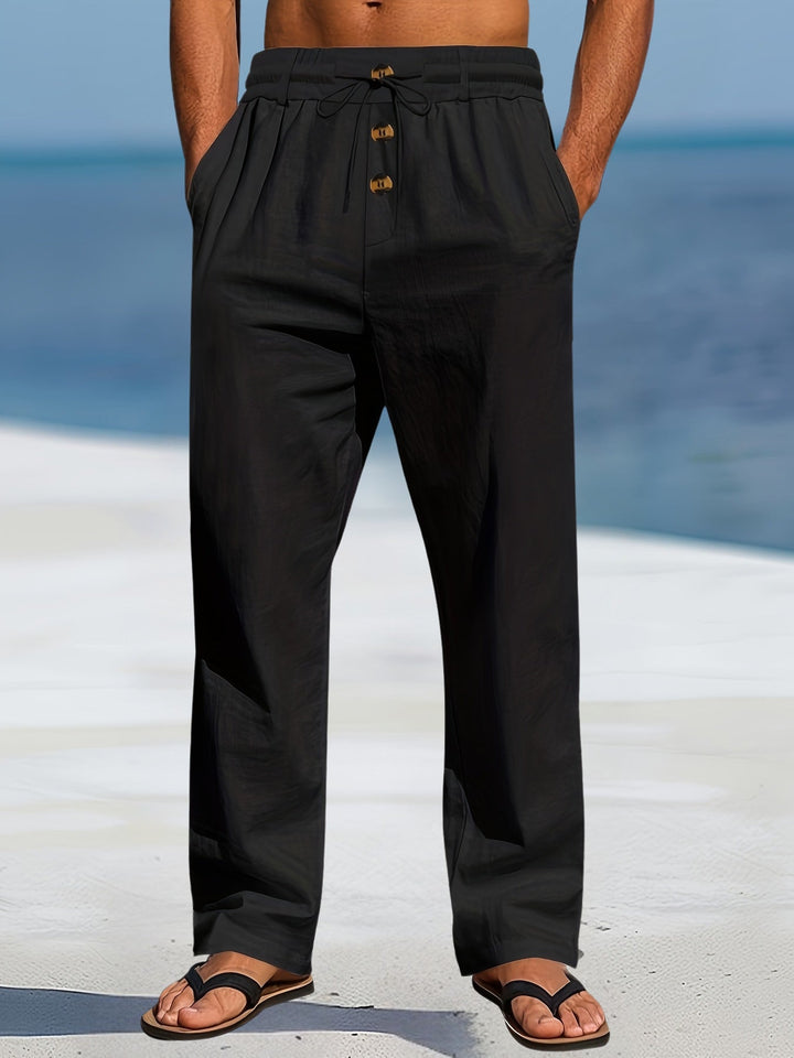 Aznar - Περιστασιακό λινό παντελόνι με ελαστική μέση