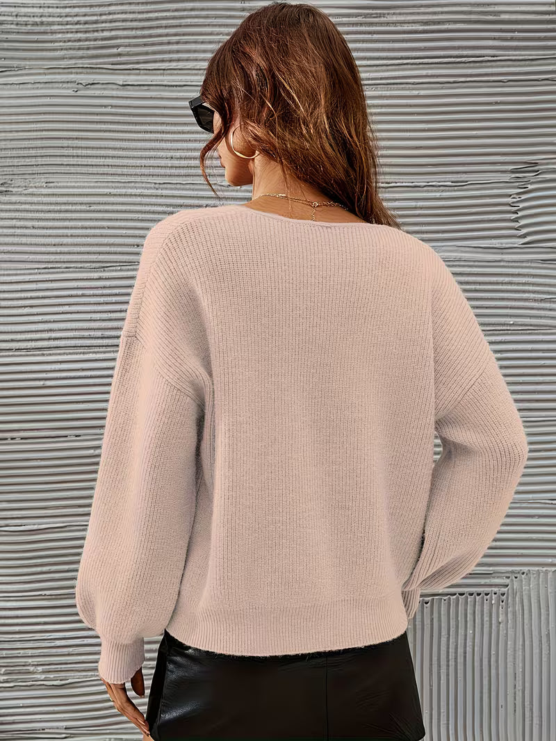 Irmelin - Πουλόβερ με V-neck και χαμηλά ώματα