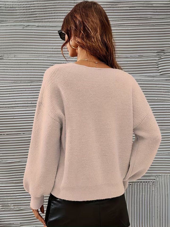 Irmelin - Πουλόβερ με V-neck και χαμηλά ώματα