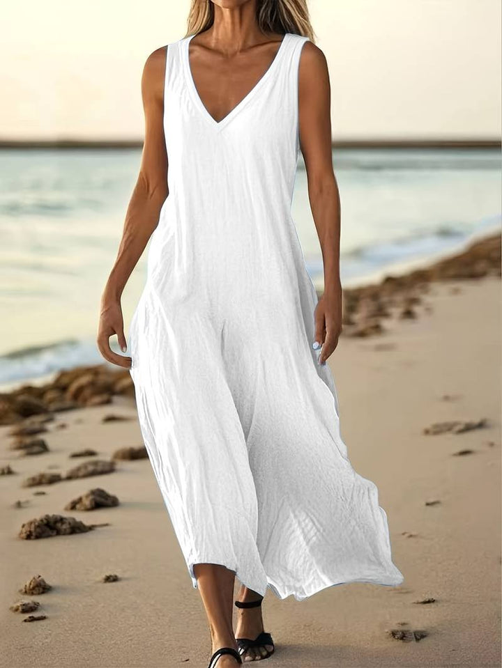 Brina - Κομψό μακρύ φόρεμα χωρίς μανίκια με V-neck