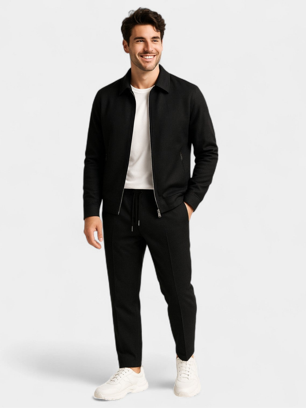 Tobiana - Σετ με μπουφάν με φερμουάρ και υφή και παντελόνι με κορδόνι