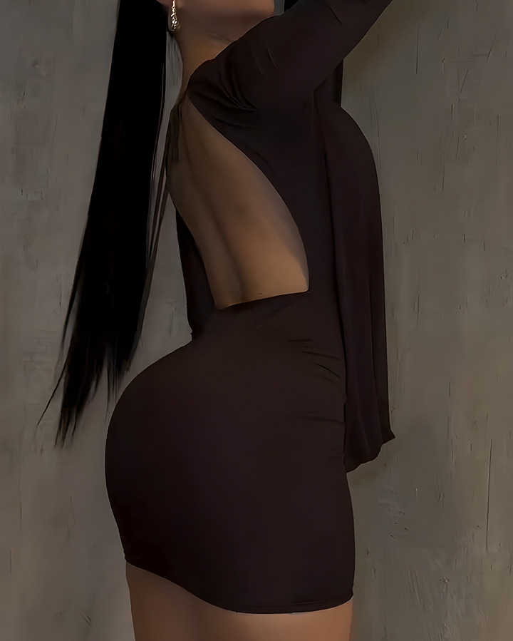 Nixlyn - Μίνι φόρεμα από δίχτυ με V-neck και ανοιχτή πλάτη
