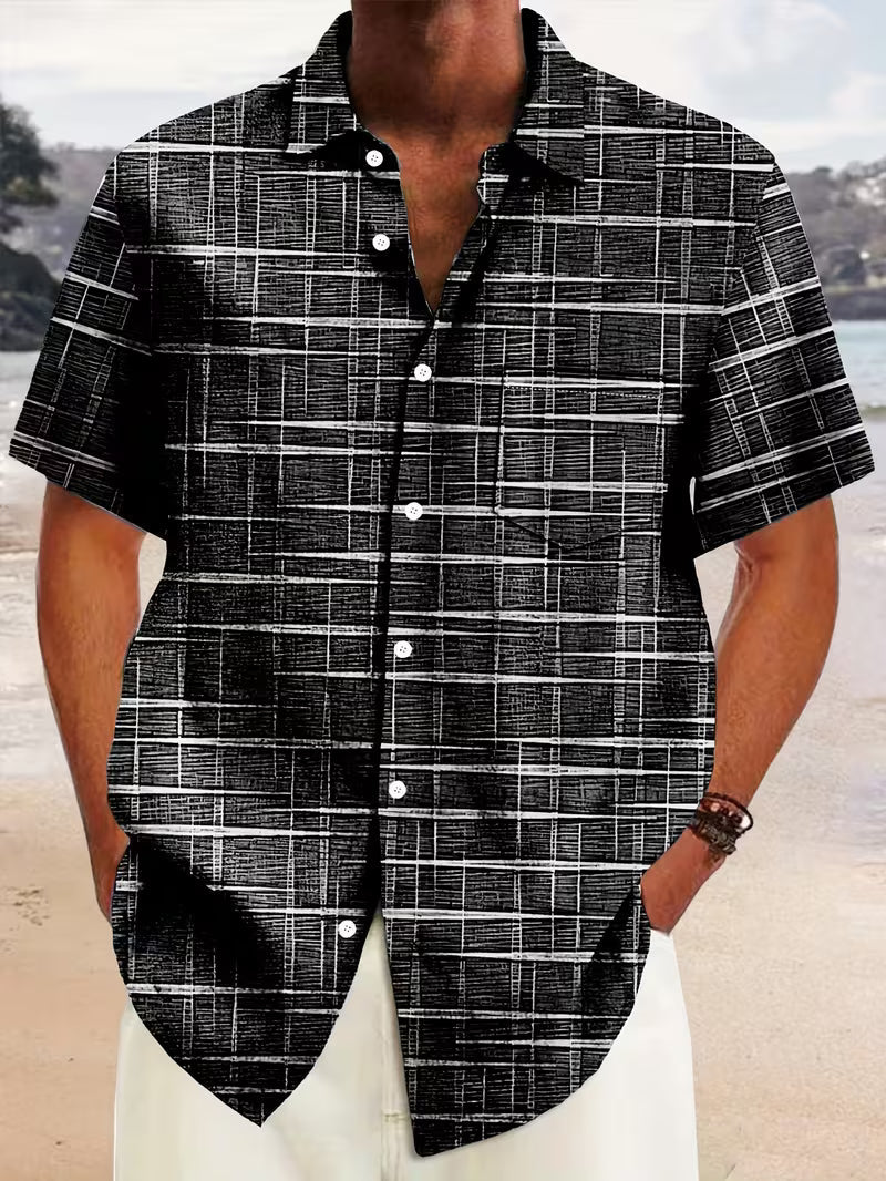 Jerrick - Πουκάμισο με vintage γεωμετρικό σχέδιο