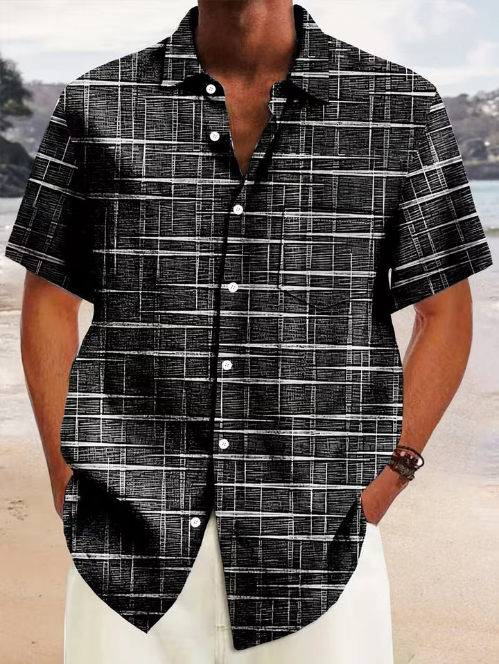 Jerrick - Πουκάμισο με vintage γεωμετρικό σχέδιο