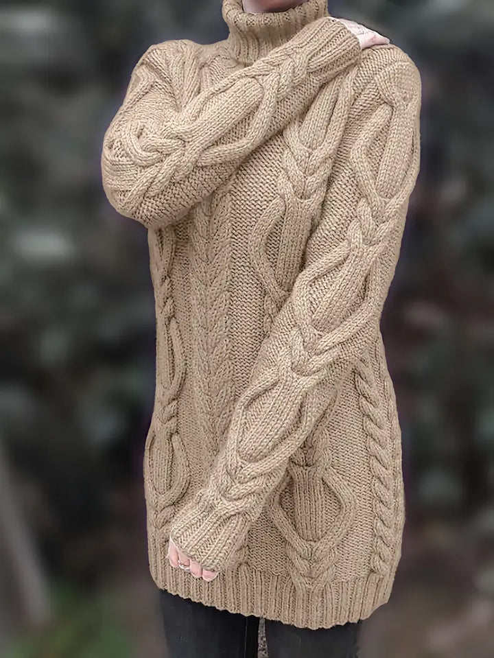 Narda - Χοντρό καλώδιο Πλεκτό Με αναγύριστο γιακά Φόρεμα