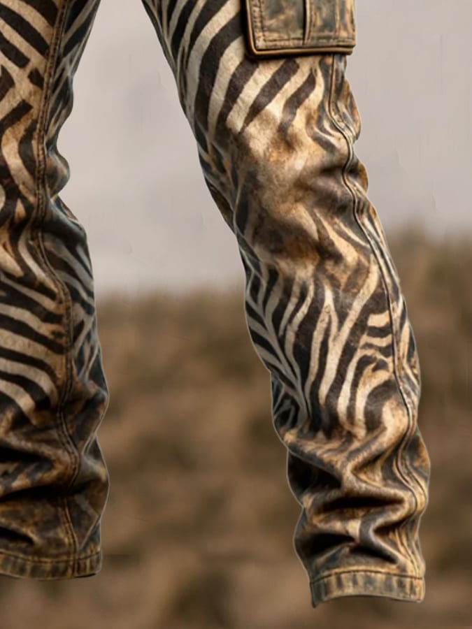 Duckett - Παντελόνι Ρετρό με τύπωμα ζέβρας και πολλές τσέπες