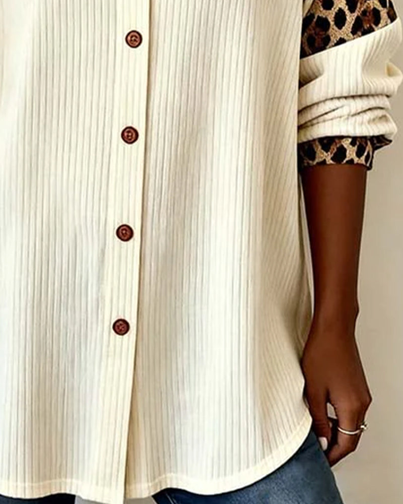 Jordana - Πουκάμισο με κουμπιά και γιακά με λεοπάρ μοτίβο