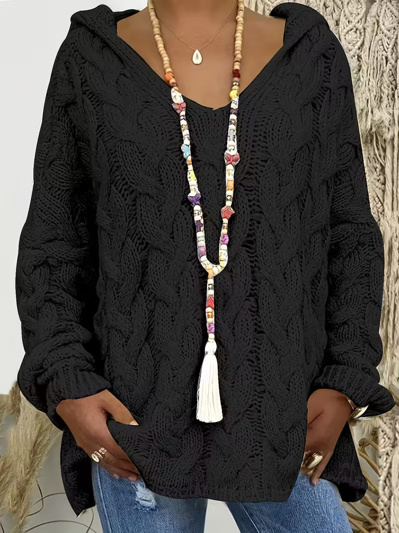 Hailee - Περιστασιακό πλεκτό πουλόβερ με μακριά μανίκια