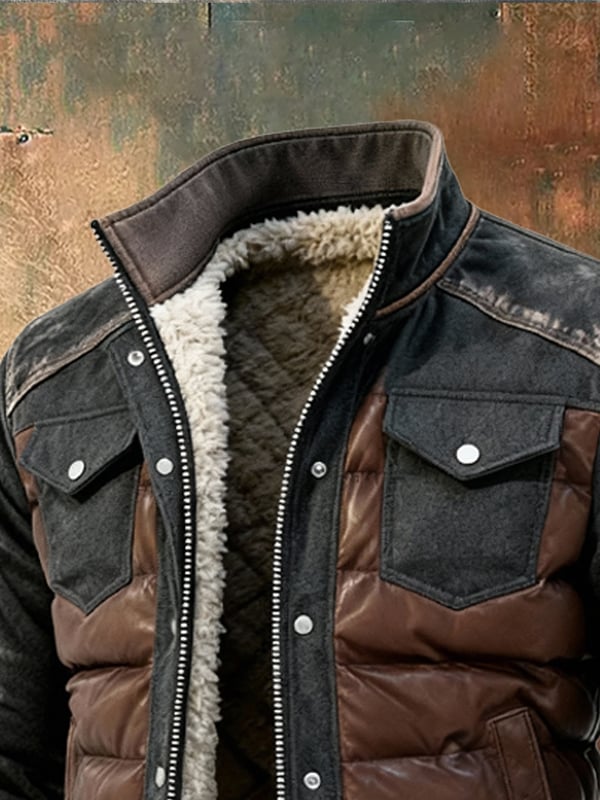 Esposito - Ρετρό καπιτονέ παττσγουόρκ μπουφάν εξωτερικής χρήσης με φερμουάρ