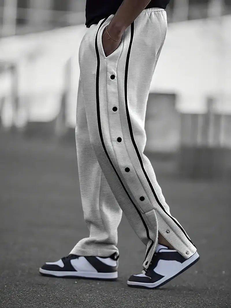 Mendis - Περιστασιακό αθλητικό παντελόνι με ίσια γραμμή και κουμπιά