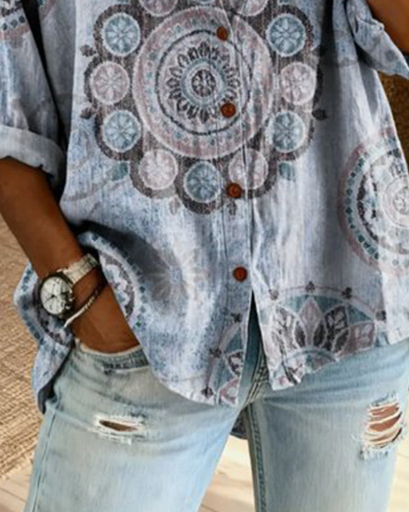 Nirita - Μπλούζα με μακριά μανίκια και σχέδιο μάνταλα