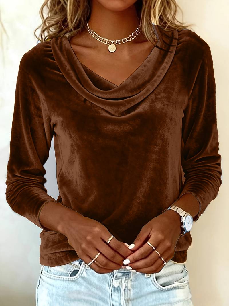 Ghania - Casual Long Sleeve V-Neck T-Shirt