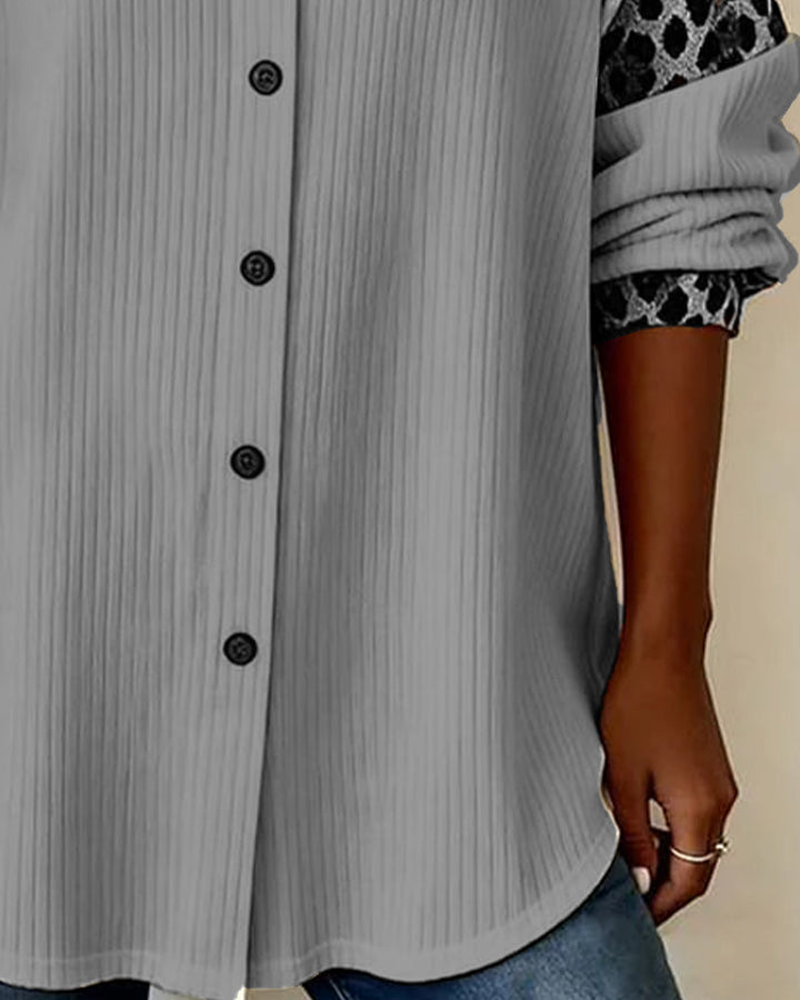 Jordana - Πουκάμισο με κουμπιά και γιακά με λεοπάρ μοτίβο