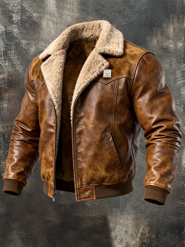 Alessandro - Καθημερινό δερμάτινο μπουφάν με μακριά μανίκια