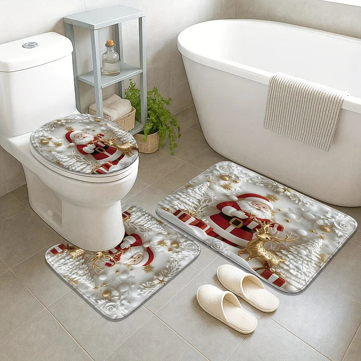 MerryBath - Χριστουγεννιάτικα χαλάκια μπάνιου και κουρτίνες ντους