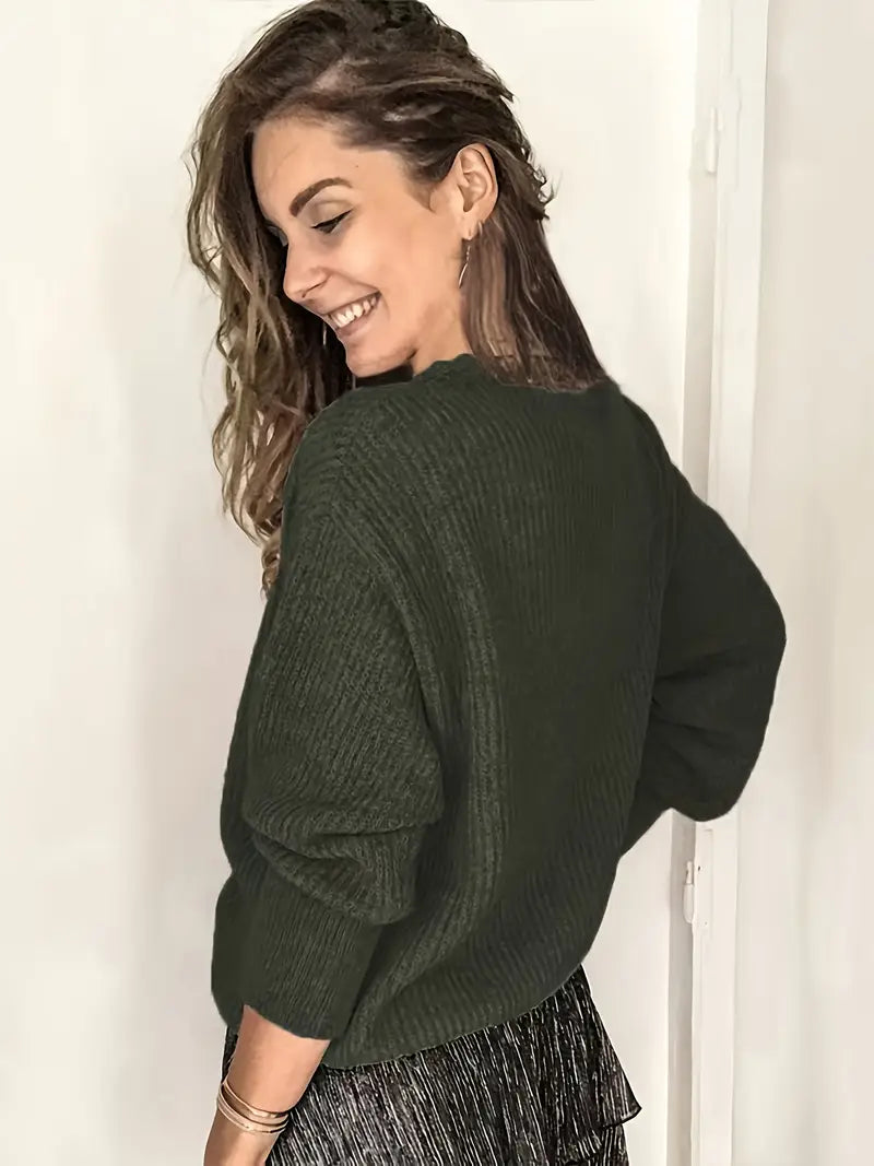 Rozelyn - Κομψό πουλόβερ με V λαιμόκοψη και πλεκτό σχέδιο