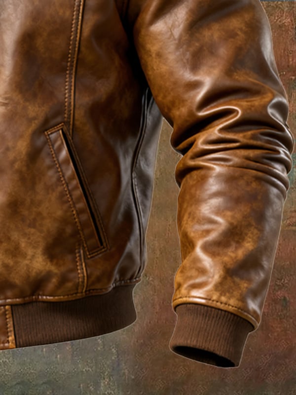 Alessandro - Καθημερινό δερμάτινο μπουφάν με μακριά μανίκια