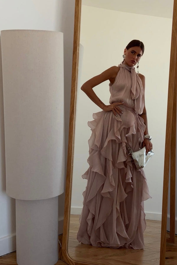 Nataly - Μακρύ φόρεμα με κυματιστές βολάν