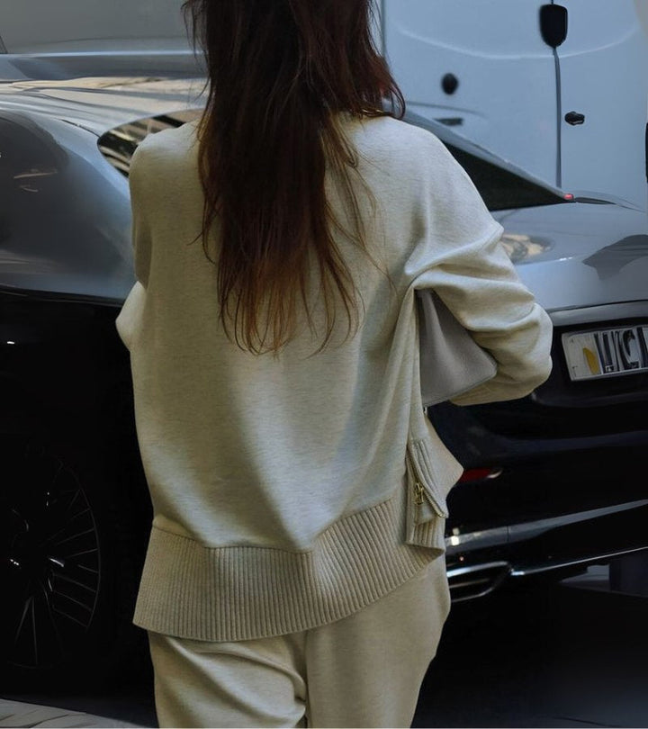 Blandine - Πλεκτό σετ δύο τεμαχίων με ζιβάγκο και φαρδιά παντελόνια