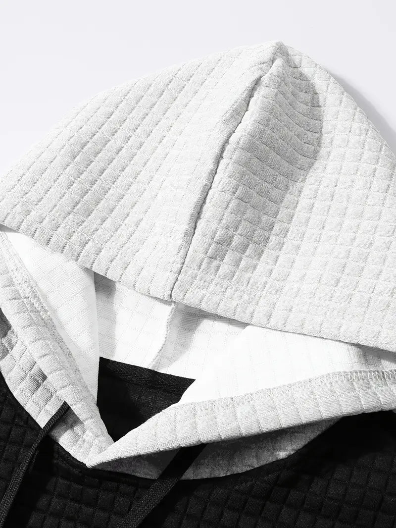 Arvid - Φούτερ με κουκούλα και υφή Χρωματικό μπλοκ