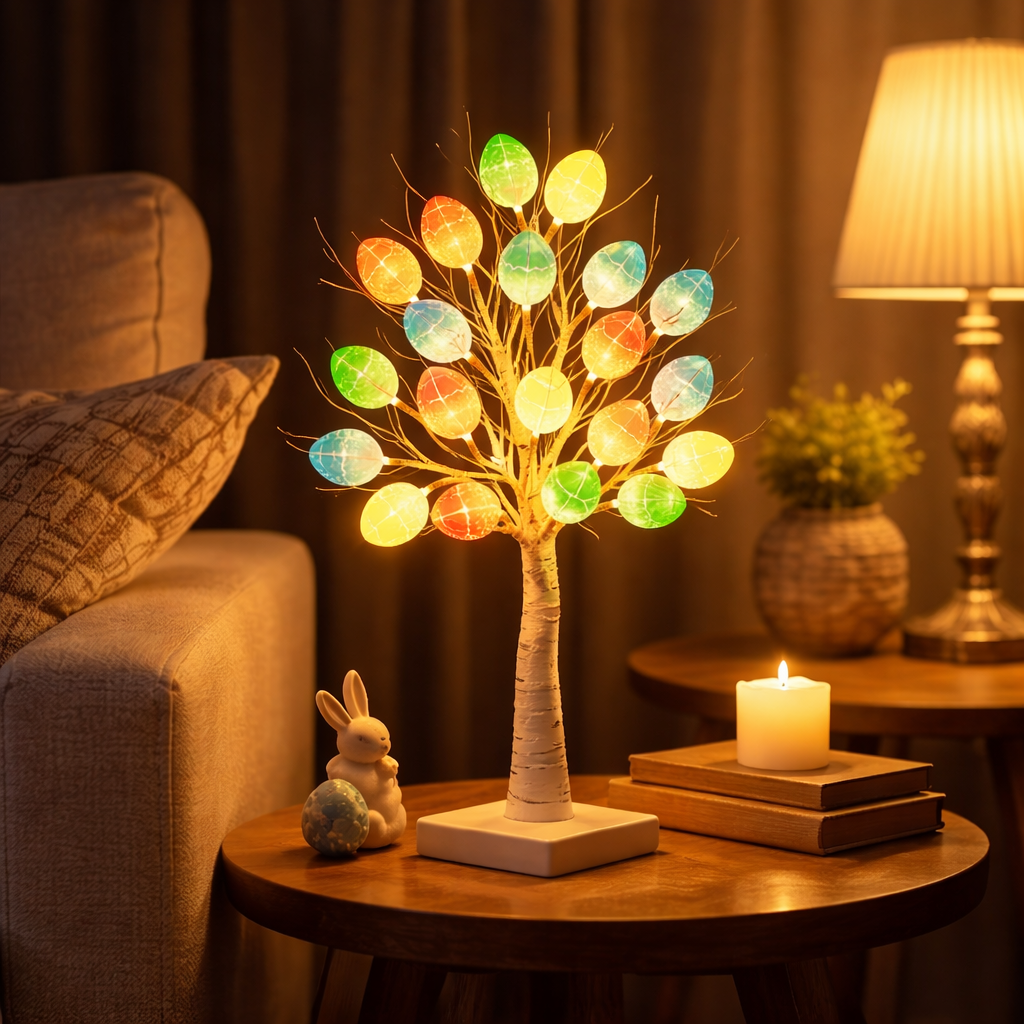 SpringAura - Πολύχρωμο πασχαλινό δέντρο με LED για εορταστική διακόσμηση του σπιτιού