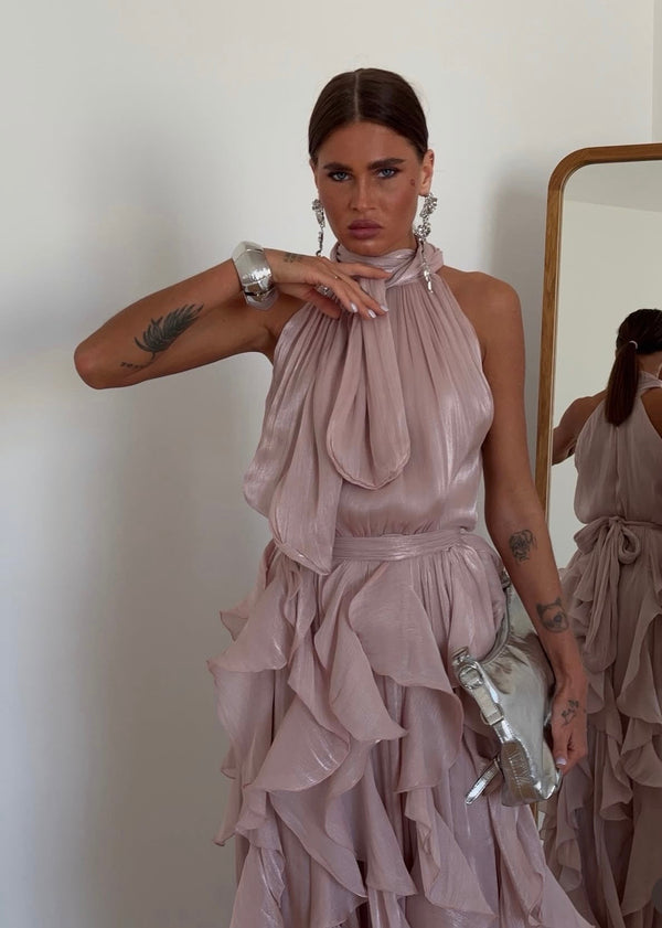 Nataly - Μακρύ φόρεμα με κυματιστές βολάν