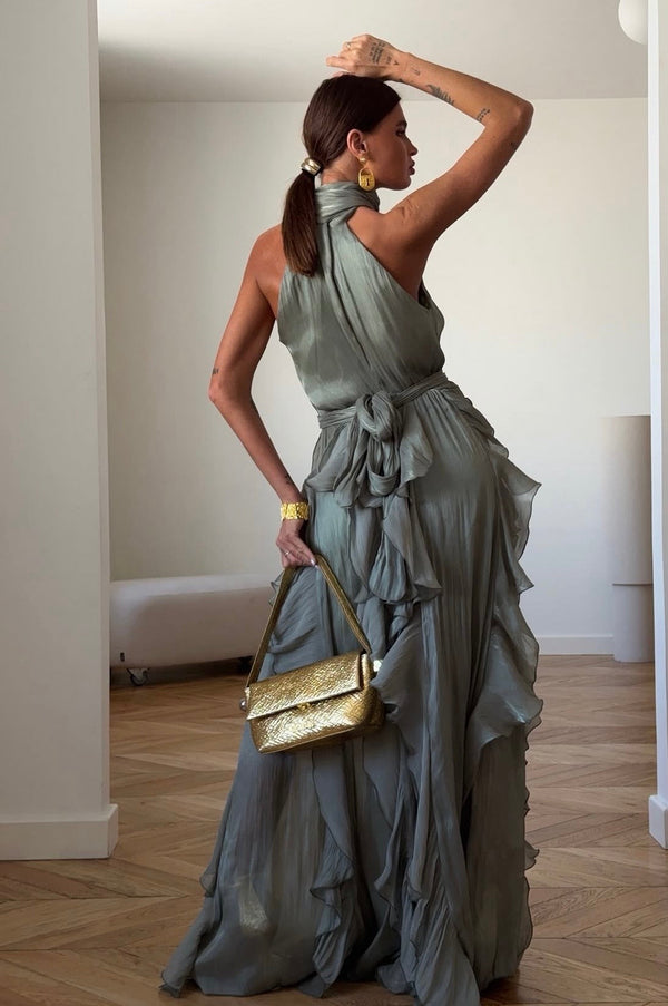 Nataly - Μακρύ φόρεμα με κυματιστές βολάν