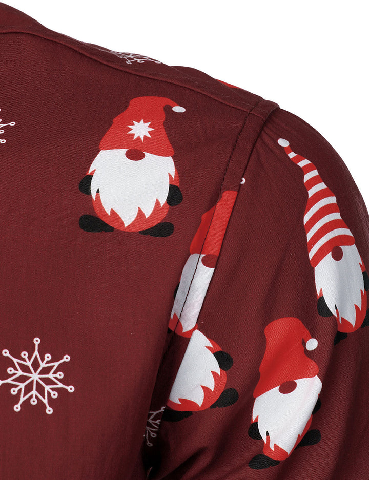 Isaac - Ανδρικό χριστουγεννιάτικο κόκκινο χαριτωμένο πουκάμισο με μακριά μανίκια από βαμβάκι