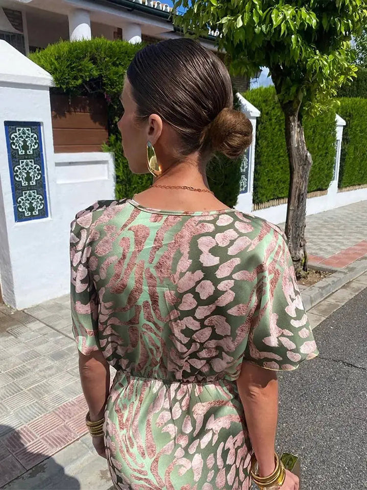 Ieva - Μακρύ φόρεμα με κοντό μανίκι