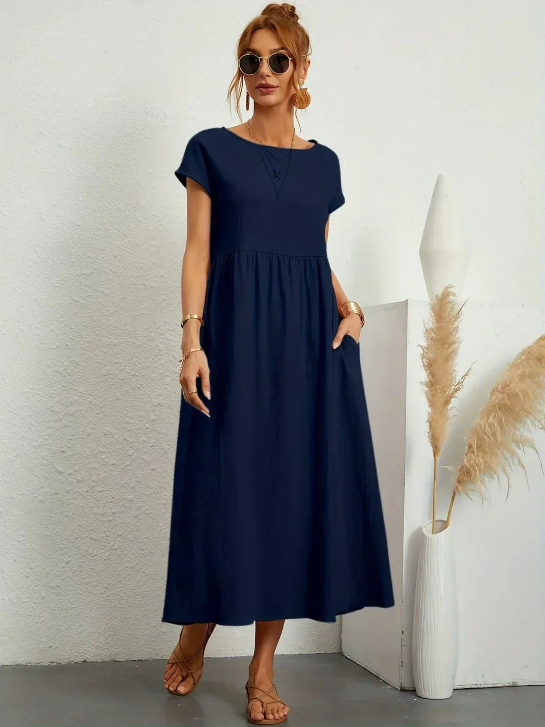 Neila - Μακρύ φόρεμα oversized με τσέπη
