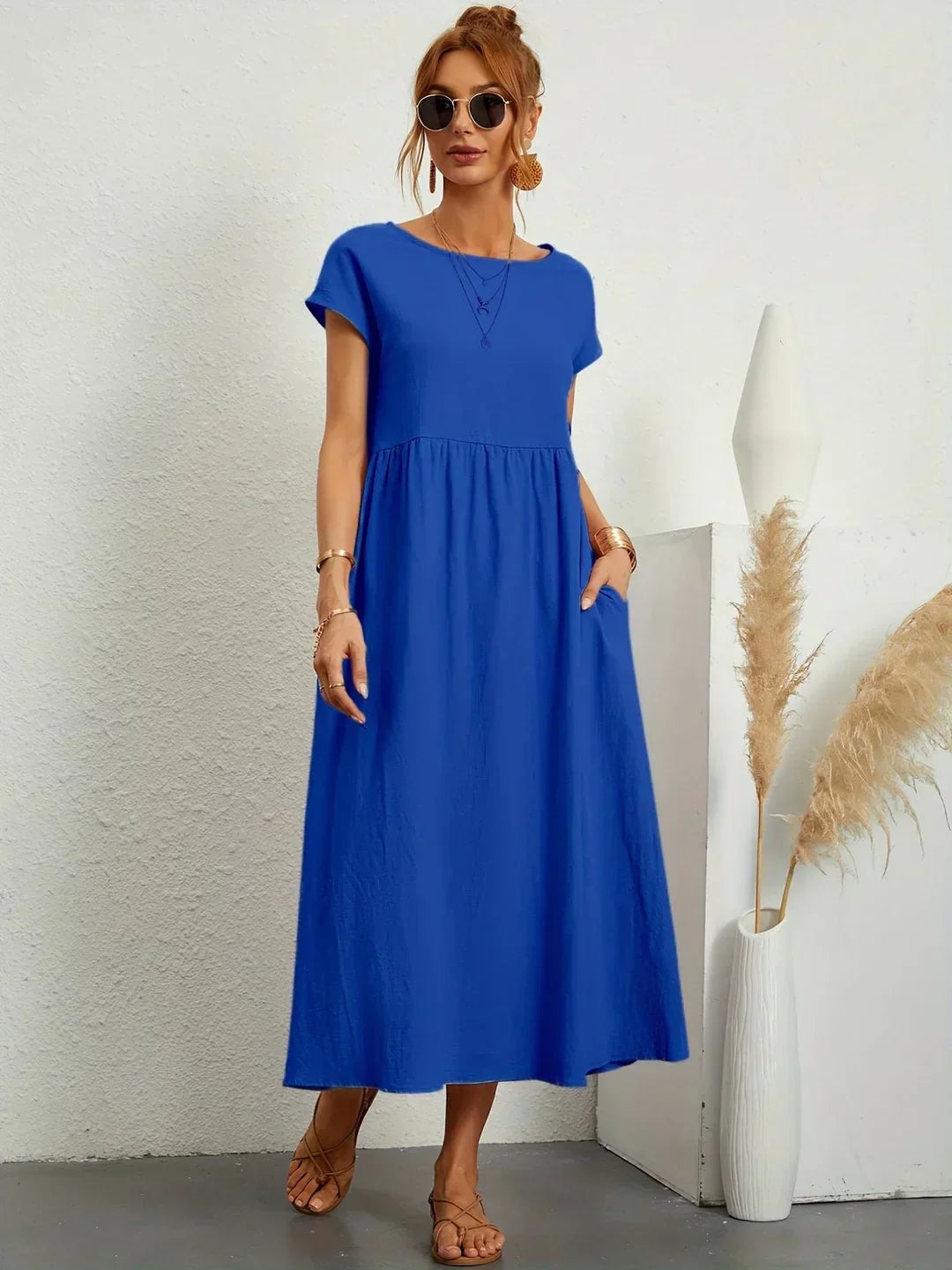 Neila - Μακρύ φόρεμα oversized με τσέπη