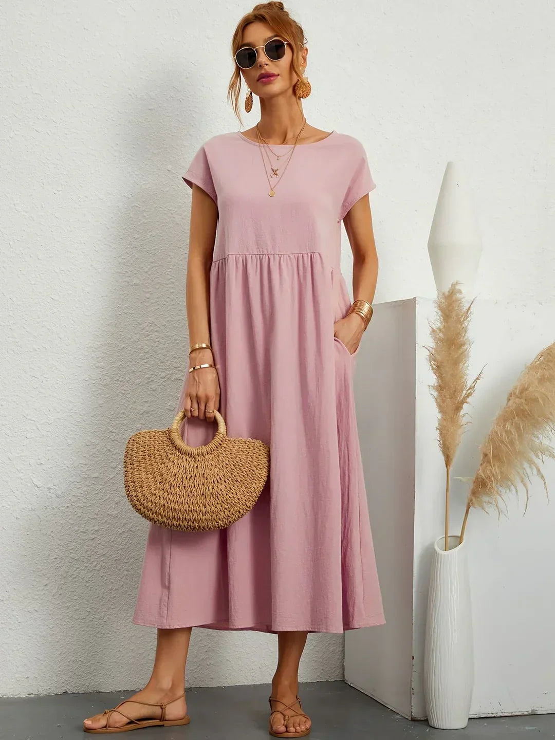 Neila - Μακρύ φόρεμα oversized με τσέπη