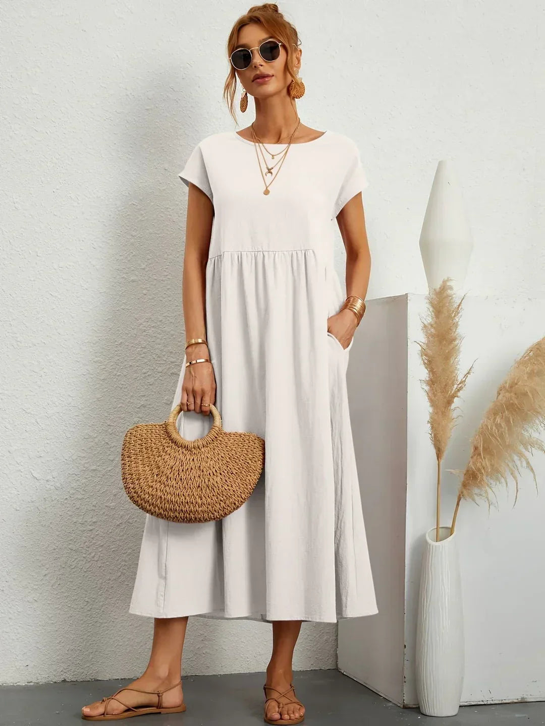 Neila - Μακρύ φόρεμα oversized με τσέπη